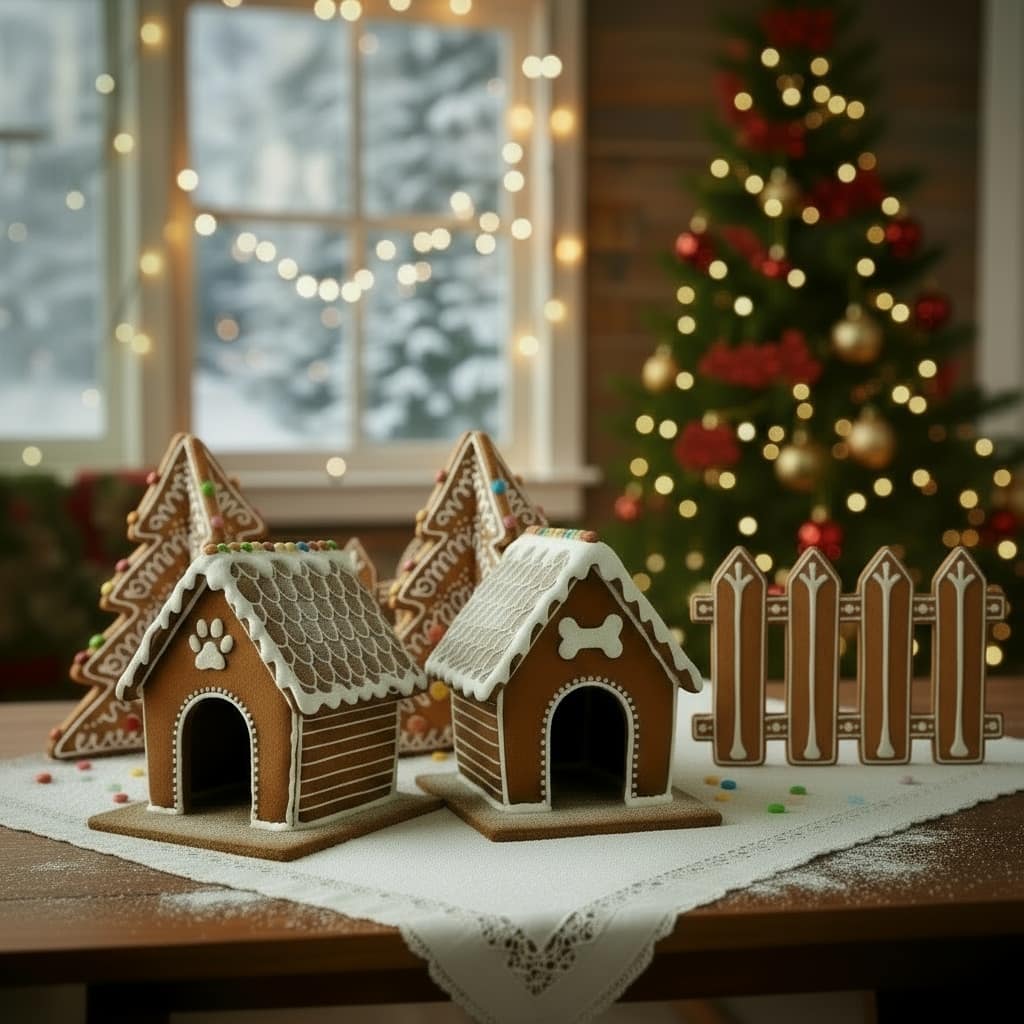 Gingerbread House Decoration Set – Trees, Fence & Dog House - My ...